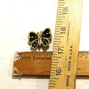 Roman Brand Butterfly Enameled Gold and Black pin